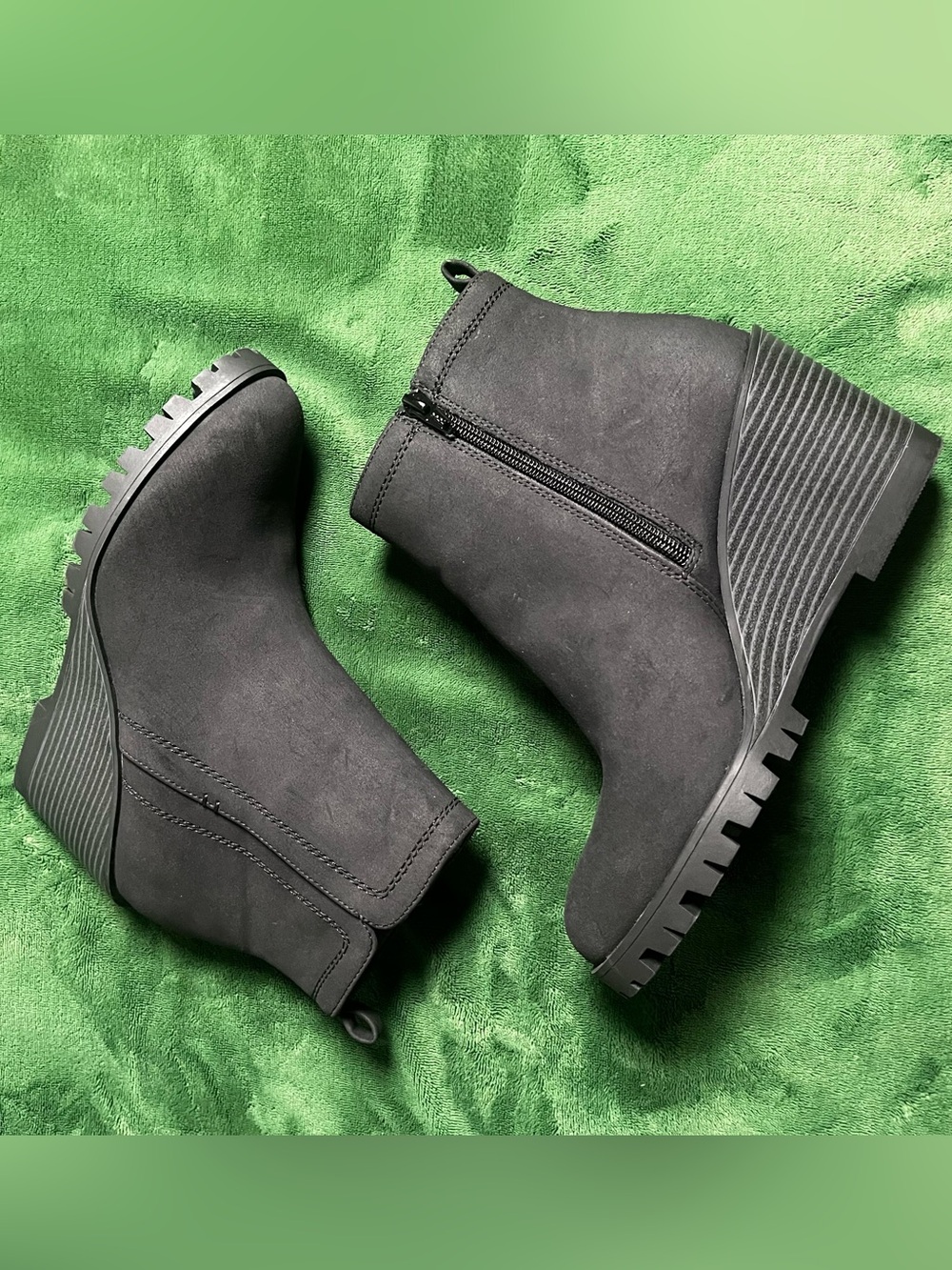 St. John's Bay Black Women's Lug Sole Wedge Ankle Booties